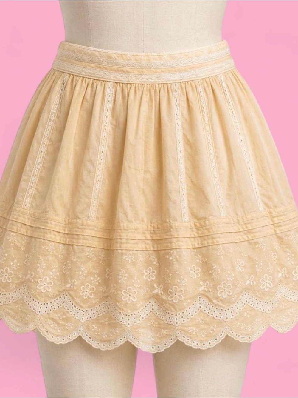 Sandro Paris Embroidered Lace Scallop Hem Skirt Size 2 NWT